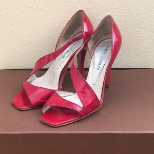 Emporio Armani Red Patent Leather Peep-Toe